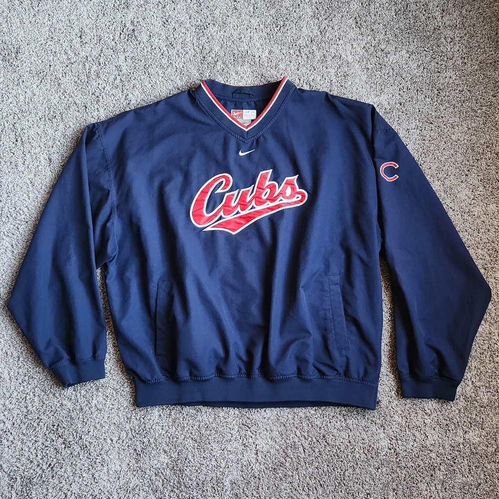 VTG Nike Team Chicago Cubs Jacket Mens XXL Windbreaker Pullover MLB Baseball